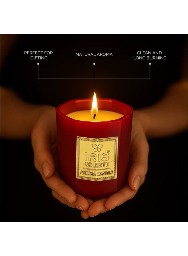 IRIS CELESTE Rose Gold Soy Wax Jar Candle with lid - 113grams, Scented candle 4oz | 25 Hours Burn-time | Warm Floral Fragrance | Perfect for Festivities & Gifting, Ceremonies, Meditation & Room Perfuming - Image 3